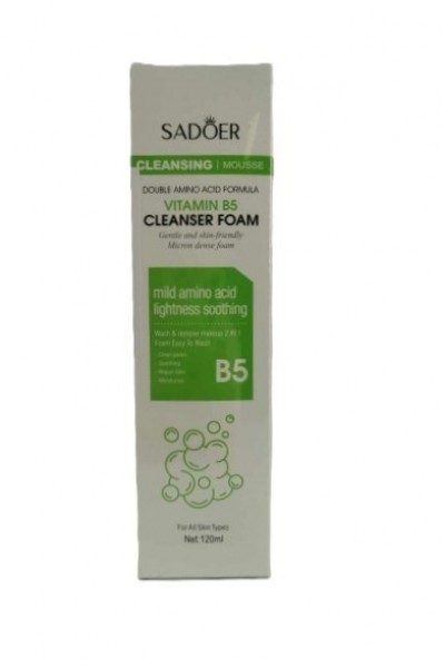 SADOER valymo putos su Vitaminu B5 nuplausite ir pamaitinsite savo veido odą. 120 ml.