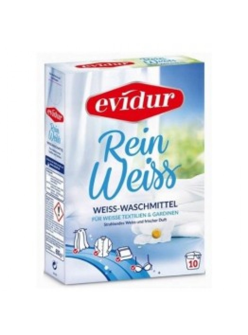 EVIDUR REIN WEISS skalbimo milteliai baltiems audiniams, tai mūsų klientų TOP prekė 10 skalbimų 600g. EVIDUR REIN WEISS skalbimo milteliai baltiems audiniams, tai mūsų klientų TOP prekė 10 skalbimų 600g.