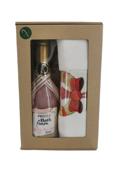 Dovanų rinkinys rankšluostis 70*140 ir dušo gelis 750 ml.