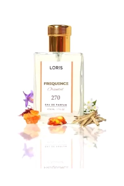 Moteriški kvepalai LORIS 270. Analogas Baccart rouge - rytietiški, gėlių ir vaisių kvapo 50ml.