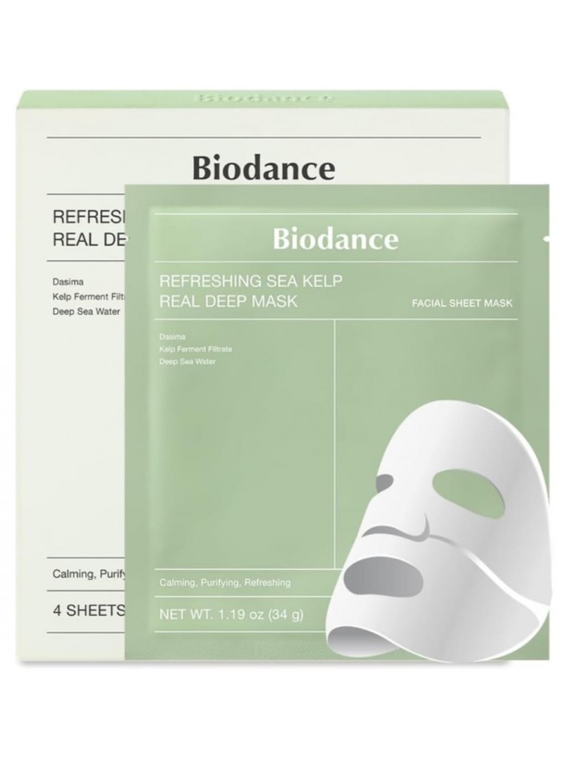 Biodance Refreshing Sea Kelp Real Deep Mask veido kaukė, 4vnt. Biodance Refreshing Sea Kelp Real Deep Mask veido kaukė, 4vnt.